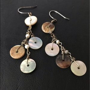 ABALONE DISC DANGLE EARRINGS